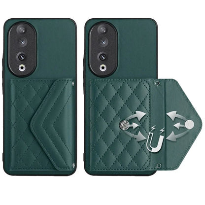 YB Leather Coating Series-8 For Honor 90 Cover Kickstand RFID Blocking Phone Card Case