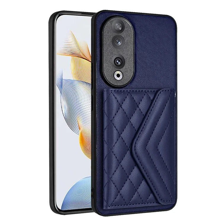 YB Leather Coating Series-8 For Honor 90 Cover Kickstand RFID Blocking Phone Card Case