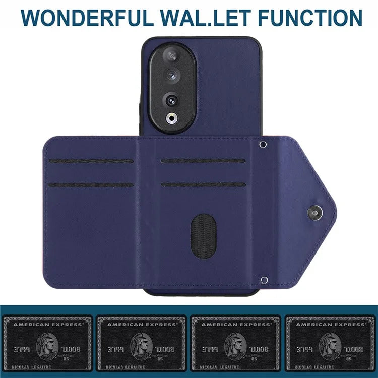 YB Leather Coating Series-8 For Honor 90 Cover Kickstand RFID Blocking Phone Card Case