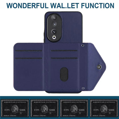YB Leather Coating Series-8 For Honor 90 Cover Kickstand RFID Blocking Phone Card Case