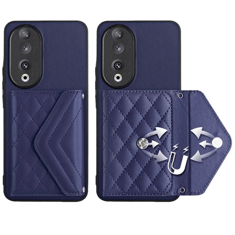 YB Leather Coating Series-8 For Honor 90 Cover Kickstand RFID Blocking Phone Card Case