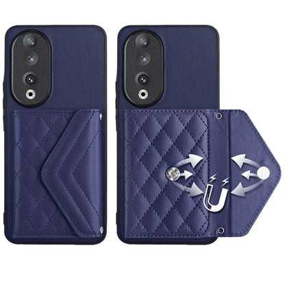YB Leather Coating Series-8 For Honor 90 Cover Kickstand RFID Blocking Phone Card Case