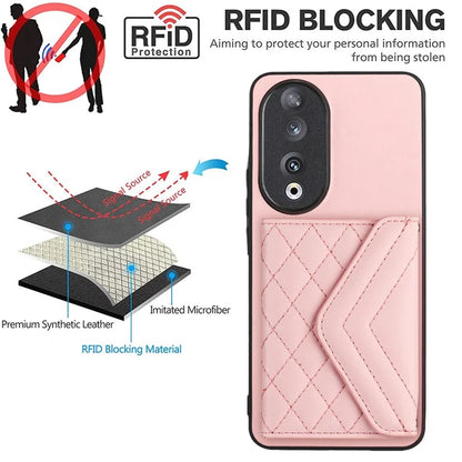 YB Leather Coating Series-8 For Honor 90 Cover Kickstand RFID Blocking Phone Card Case