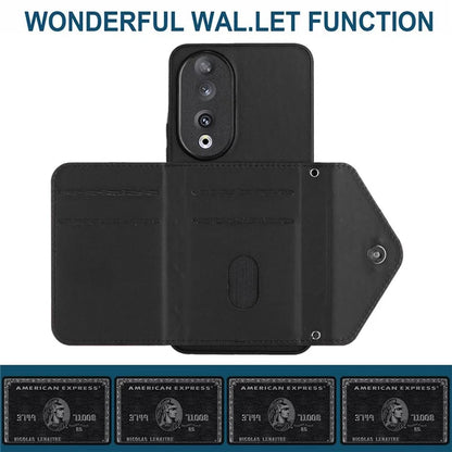 YB Leather Coating Series-8 For Honor 90 Cover Kickstand RFID Blocking Phone Card Case
