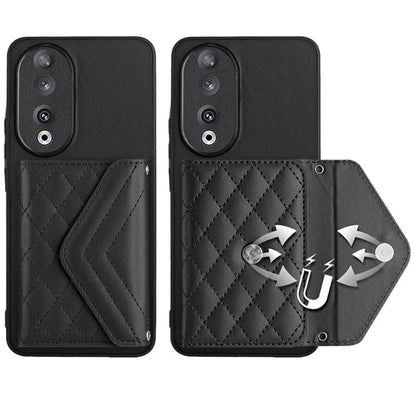 YB Leather Coating Series-8 For Honor 90 Cover Kickstand RFID Blocking Phone Card Case