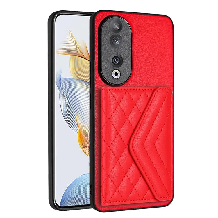 YB Leather Coating Series-8 For Honor 90 Cover Kickstand RFID Blocking Phone Card Case