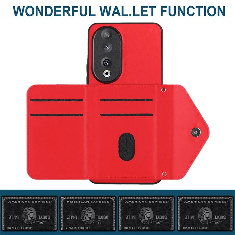 YB Leather Coating Series-8 For Honor 90 Cover Kickstand RFID Blocking Phone Card Case