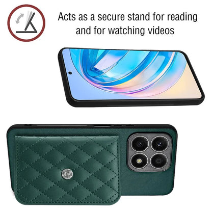 YB Leather Coating Series-8 For Honor X8a 4G Kickstand Case RFID Blocking Leather Back Cover