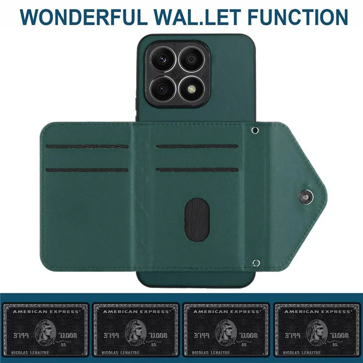 YB Leather Coating Series-8 For Honor X8a 4G Kickstand Case RFID Blocking Leather Back Cover