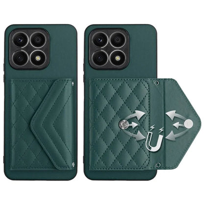 YB Leather Coating Series-8 For Honor X8a 4G Kickstand Case RFID Blocking Leather Back Cover