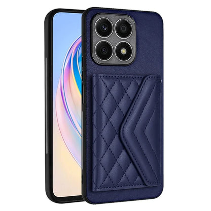 YB Leather Coating Series-8 For Honor X8a 4G Kickstand Case RFID Blocking Leather Back Cover