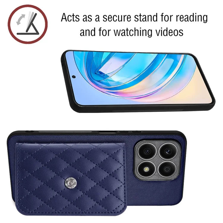YB Leather Coating Series-8 For Honor X8a 4G Kickstand Case RFID Blocking Leather Back Cover