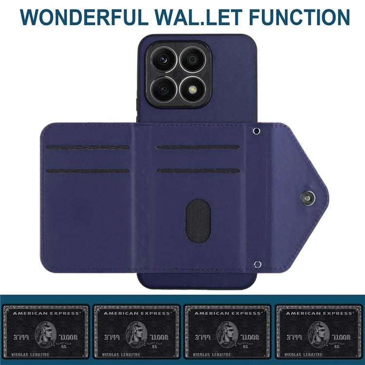 YB Leather Coating Series-8 For Honor X8a 4G Kickstand Case RFID Blocking Leather Back Cover