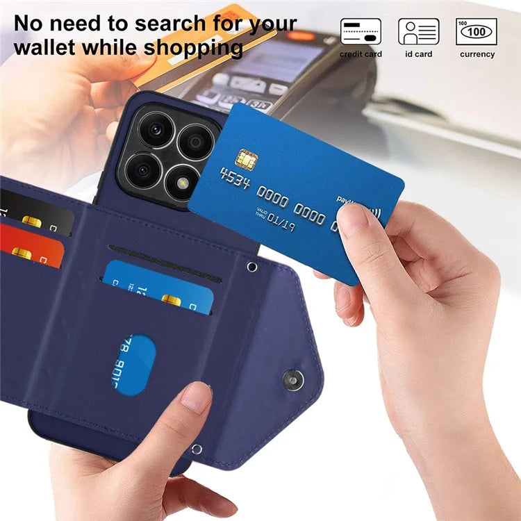 YB Leather Coating Series-8 For Honor X8a 4G Kickstand Case RFID Blocking Leather Back Cover
