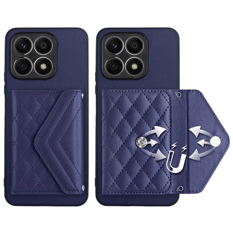 YB Leather Coating Series-8 For Honor X8a 4G Kickstand Case RFID Blocking Leather Back Cover