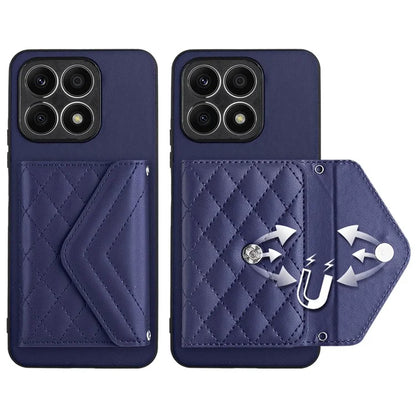 YB Leather Coating Series-8 For Honor X8a 4G Kickstand Case RFID Blocking Leather Back Cover