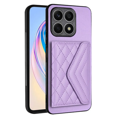 YB Leather Coating Series-8 For Honor X8a 4G Kickstand Case RFID Blocking Leather Back Cover