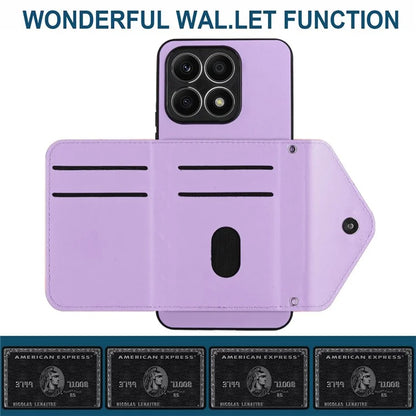 YB Leather Coating Series-8 For Honor X8a 4G Kickstand Case RFID Blocking Leather Back Cover