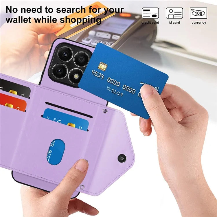 YB Leather Coating Series-8 For Honor X8a 4G Kickstand Case RFID Blocking Leather Back Cover