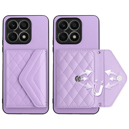 YB Leather Coating Series-8 For Honor X8a 4G Kickstand Case RFID Blocking Leather Back Cover