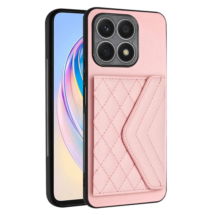 YB Leather Coating Series-8 For Honor X8a 4G Kickstand Case RFID Blocking Leather Back Cover