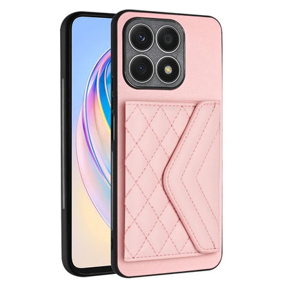 YB Leather Coating Series-8 For Honor X8a 4G Kickstand Case RFID Blocking Leather Back Cover