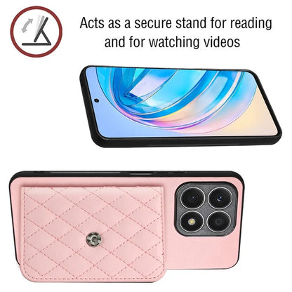 YB Leather Coating Series-8 For Honor X8a 4G Kickstand Case RFID Blocking Leather Back Cover