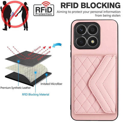YB Leather Coating Series-8 For Honor X8a 4G Kickstand Case RFID Blocking Leather Back Cover