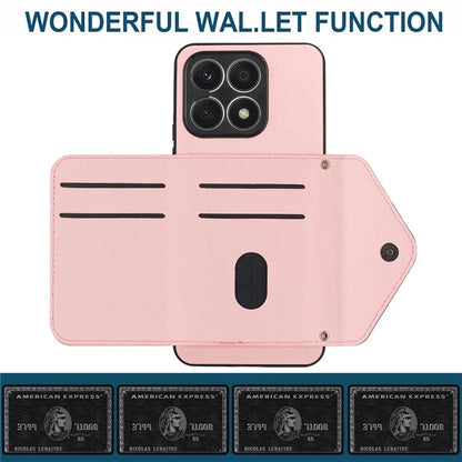 YB Leather Coating Series-8 For Honor X8a 4G Kickstand Case RFID Blocking Leather Back Cover