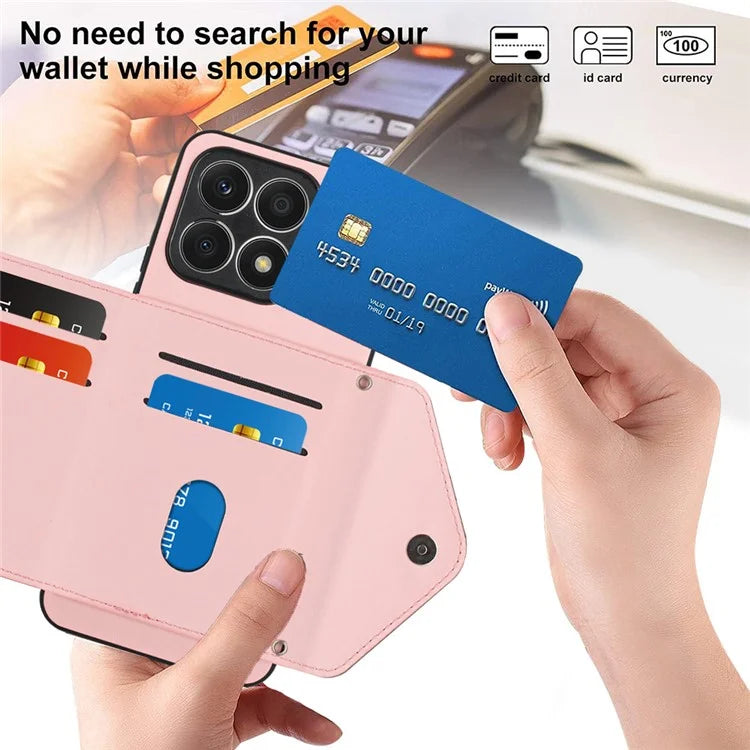 YB Leather Coating Series-8 For Honor X8a 4G Kickstand Case RFID Blocking Leather Back Cover