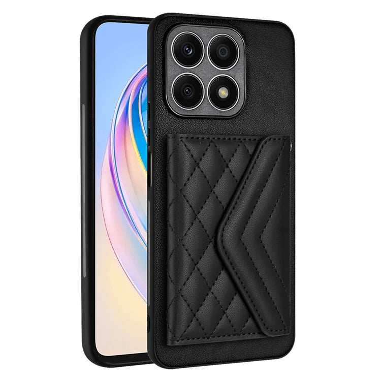 YB Leather Coating Series-8 For Honor X8a 4G Kickstand Case RFID Blocking Leather Back Cover