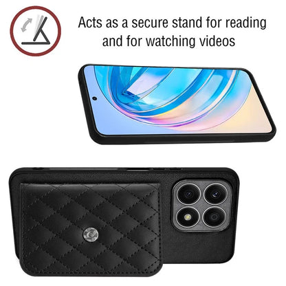 YB Leather Coating Series-8 For Honor X8a 4G Kickstand Case RFID Blocking Leather Back Cover