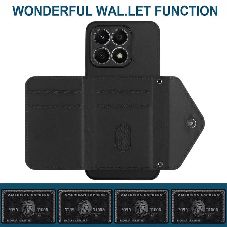 YB Leather Coating Series-8 For Honor X8a 4G Kickstand Case RFID Blocking Leather Back Cover
