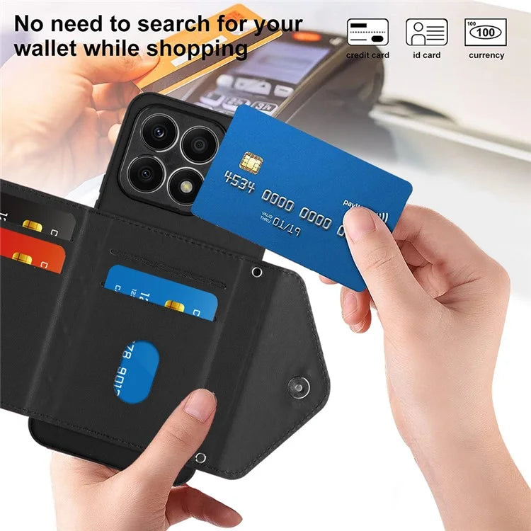 YB Leather Coating Series-8 For Honor X8a 4G Kickstand Case RFID Blocking Leather Back Cover