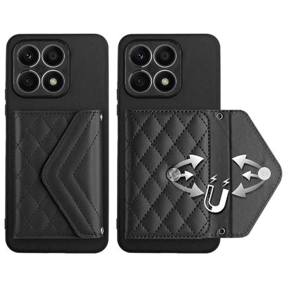 YB Leather Coating Series-8 For Honor X8a 4G Kickstand Case RFID Blocking Leather Back Cover