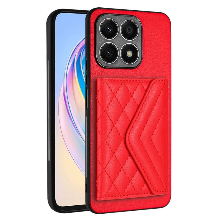 YB Leather Coating Series-8 For Honor X8a 4G Kickstand Case RFID Blocking Leather Back Cover
