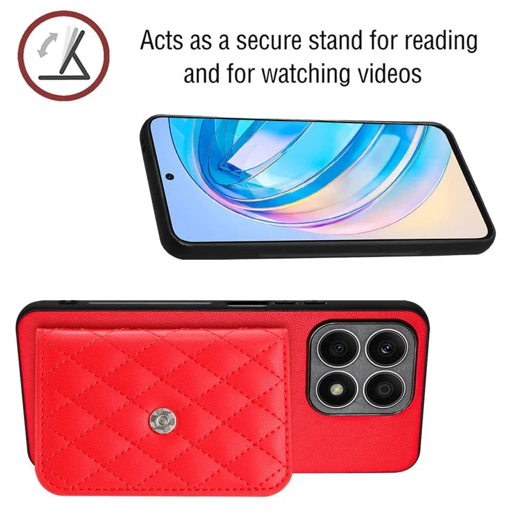 YB Leather Coating Series-8 For Honor X8a 4G Kickstand Case RFID Blocking Leather Back Cover