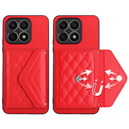 YB Leather Coating Series-8 For Honor X8a 4G Kickstand Case RFID Blocking Leather Back Cover