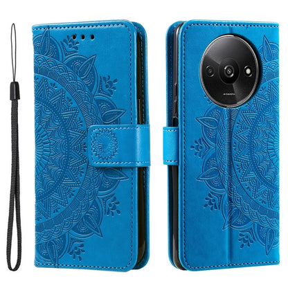 For Xiaomi Redmi A3 Case Mandala Flower Imprinted Drop Resistant Leather Phone Wallet Cover