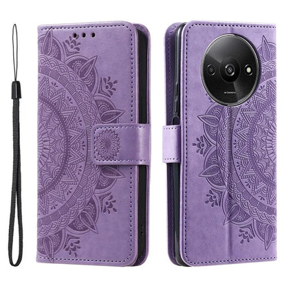 For Xiaomi Redmi A3 Case Mandala Flower Imprinted Drop Resistant Leather Phone Wallet Cover