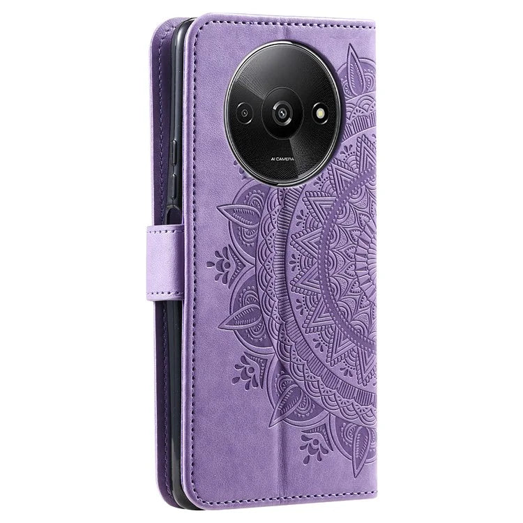 For Xiaomi Redmi A3 Case Mandala Flower Imprinted Drop Resistant Leather Phone Wallet Cover