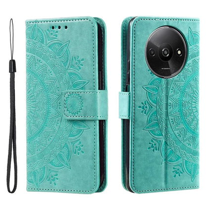 For Xiaomi Redmi A3 Case Mandala Flower Imprinted Drop Resistant Leather Phone Wallet Cover