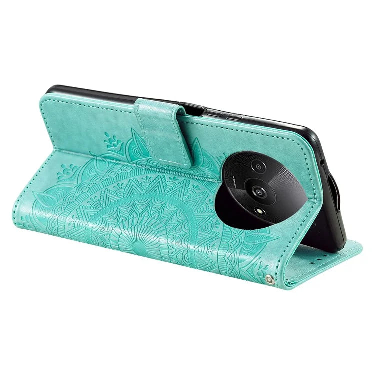 For Xiaomi Redmi A3 Case Mandala Flower Imprinted Drop Resistant Leather Phone Wallet Cover