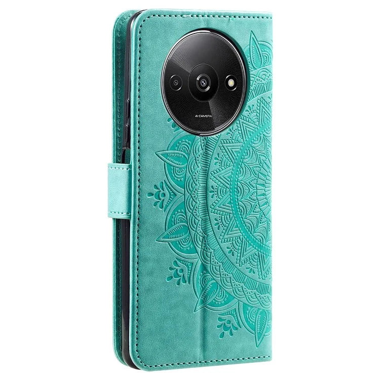 For Xiaomi Redmi A3 Case Mandala Flower Imprinted Drop Resistant Leather Phone Wallet Cover