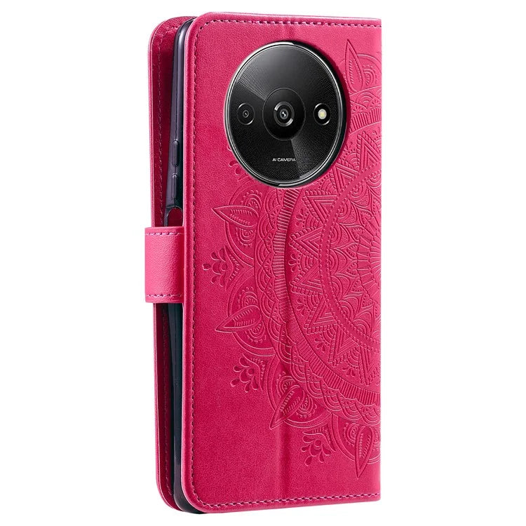 For Xiaomi Redmi A3 Case Mandala Flower Imprinted Drop Resistant Leather Phone Wallet Cover