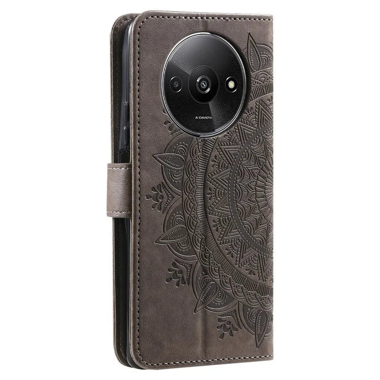 For Xiaomi Redmi A3 Case Mandala Flower Imprinted Drop Resistant Leather Phone Wallet Cover