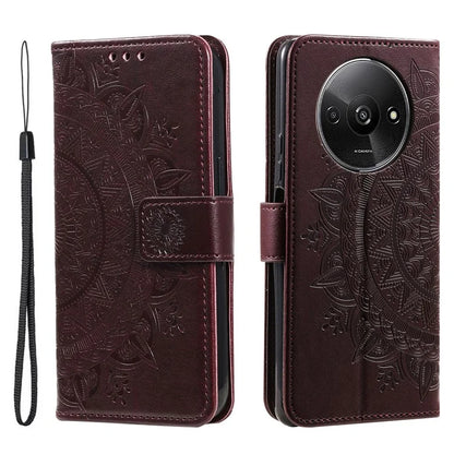 For Xiaomi Redmi A3 Case Mandala Flower Imprinted Drop Resistant Leather Phone Wallet Cover