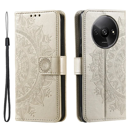 For Xiaomi Redmi A3 Case Mandala Flower Imprinted Drop Resistant Leather Phone Wallet Cover