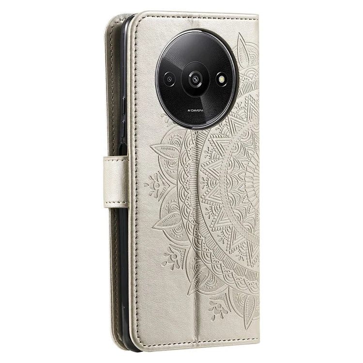 For Xiaomi Redmi A3 Case Mandala Flower Imprinted Drop Resistant Leather Phone Wallet Cover