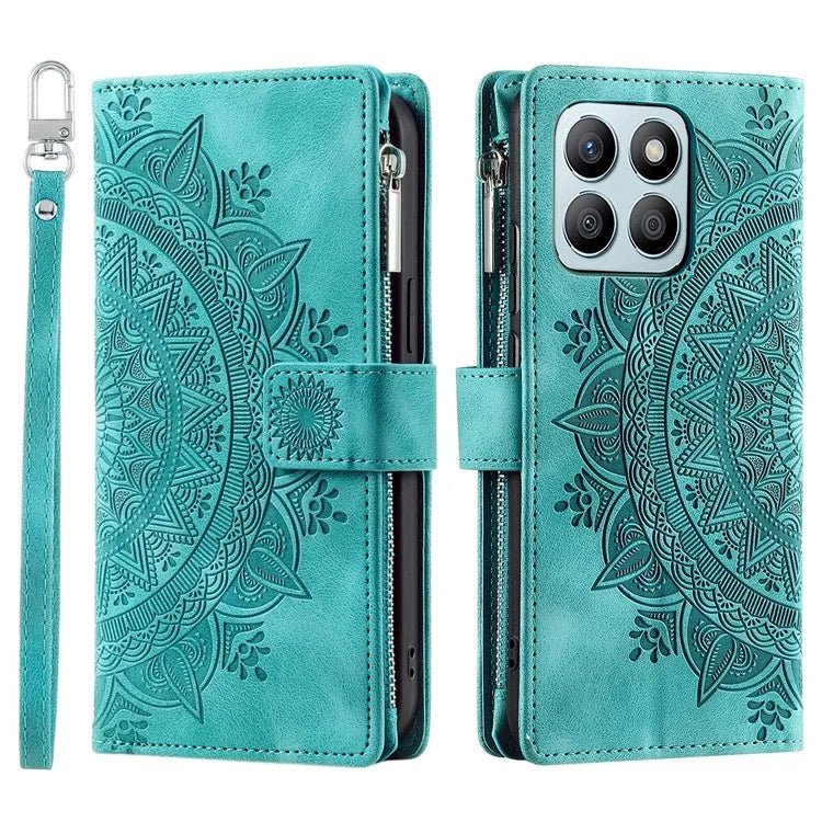 For Honor X8b 4G Case PU Leather Mandala Pattern Imprinted Design Phone Cover